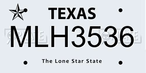 MLH3536 Texas License Plate