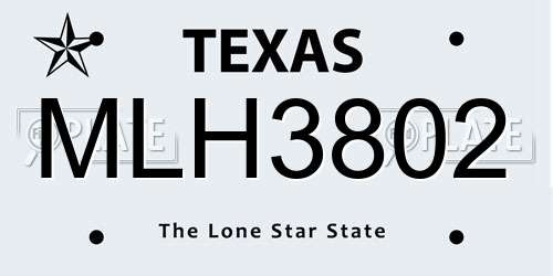 MLH3802 Texas License Plate
