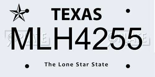 MLH4255 Texas License Plate