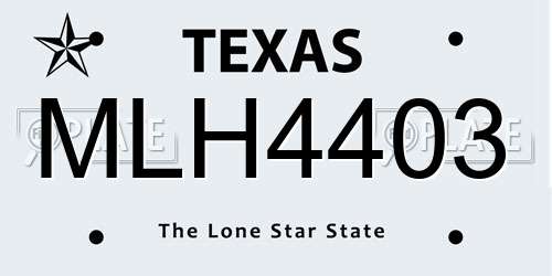 MLH4403 Texas License Plate