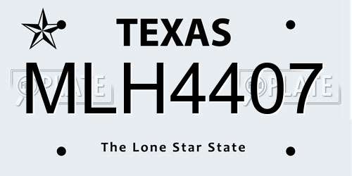 MLH4407 Texas License Plate