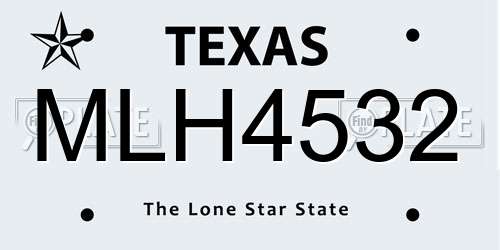 MLH4532 Texas License Plate