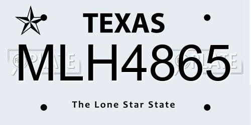 MLH4865 Texas License Plate