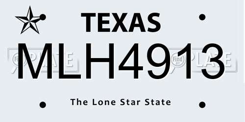 MLH4913 Texas License Plate