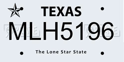 MLH5196 Texas License Plate