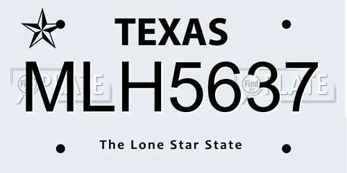 MLH5637 Texas License Plate