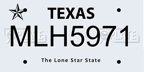MLH5971 Texas License Plate