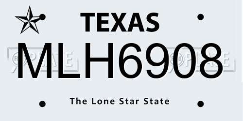 MLH6908 Texas License Plate