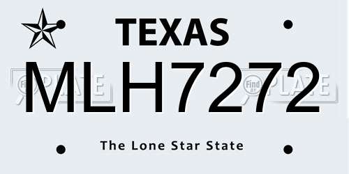 MLH7272 Texas License Plate