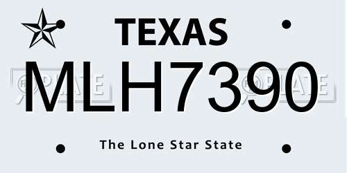 MLH7390 Texas License Plate