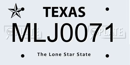 MLJ0071 Texas License Plate