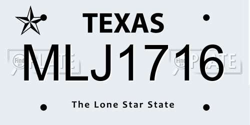 MLJ1716 Texas License Plate