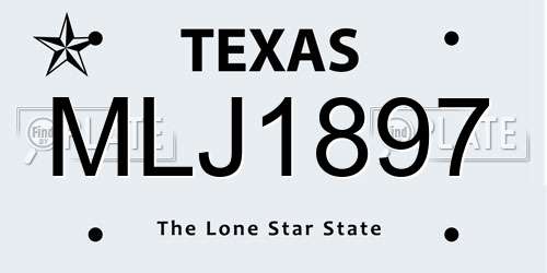 MLJ1897 Texas License Plate