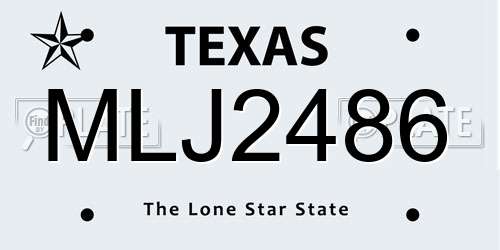 MLJ2486 Texas License Plate