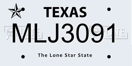 MLJ3091 Texas License Plate