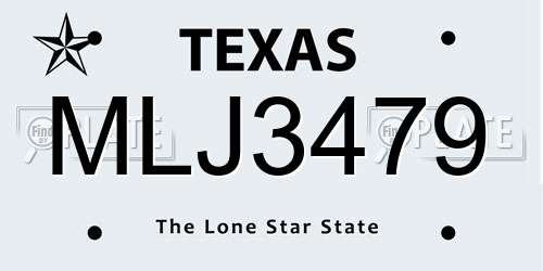 MLJ3479 Texas License Plate
