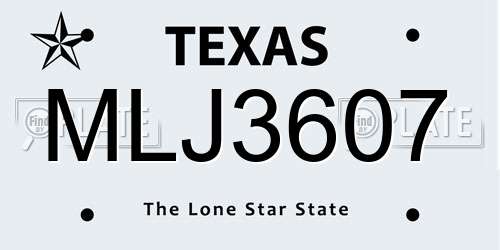MLJ3607 Texas License Plate
