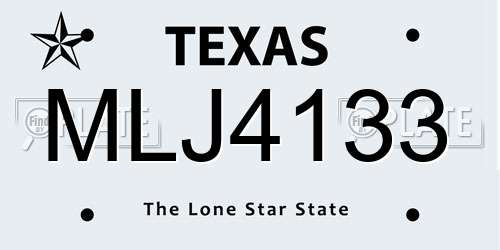 MLJ4133 Texas License Plate