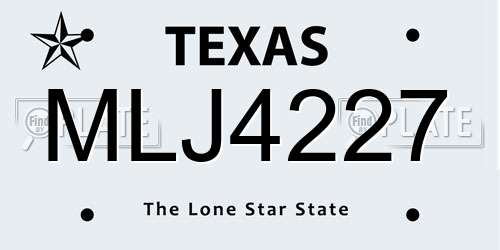 MLJ4227 Texas License Plate