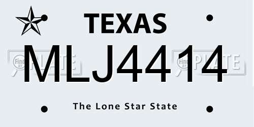MLJ4414 Texas License Plate