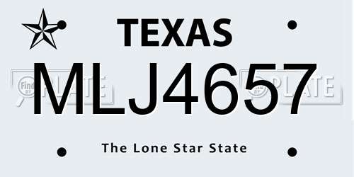MLJ4657 Texas License Plate