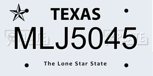 MLJ5045 Texas License Plate