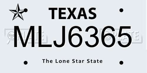 MLJ6365 Texas License Plate