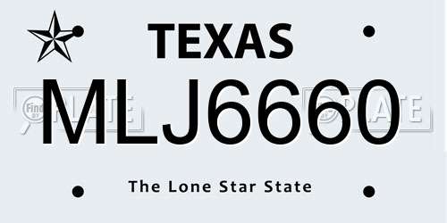 MLJ6660 Texas License Plate