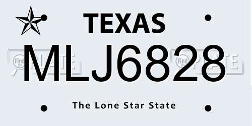 MLJ6828 Texas License Plate