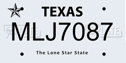 MLJ7087 Texas License Plate
