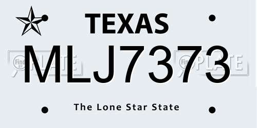 MLJ7373 Texas License Plate