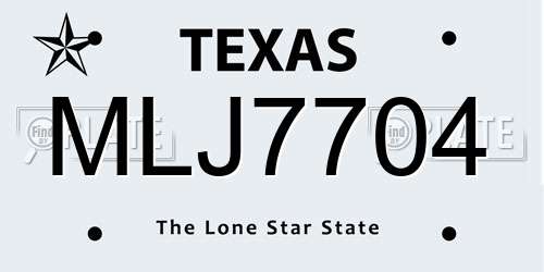 MLJ7704 Texas License Plate