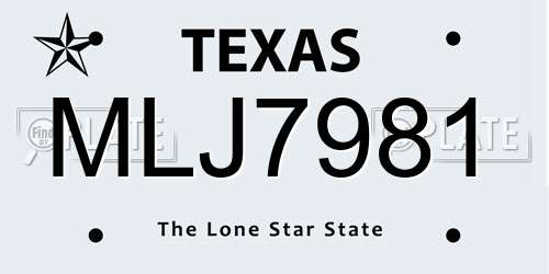 MLJ7981 Texas License Plate