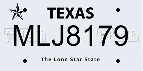 MLJ8179 Texas License Plate