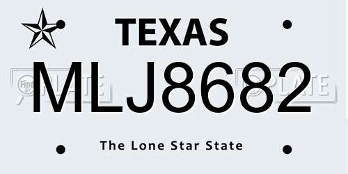 MLJ8682 Texas License Plate