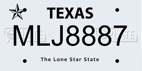 MLJ8887 Texas License Plate