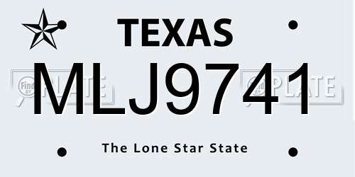 MLJ9741 Texas License Plate