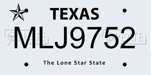 MLJ9752 Texas License Plate