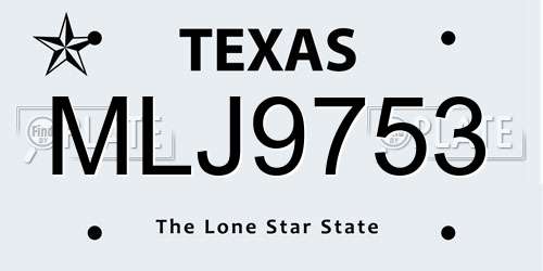 MLJ9753 Texas License Plate