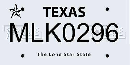 MLK0296 Texas License Plate