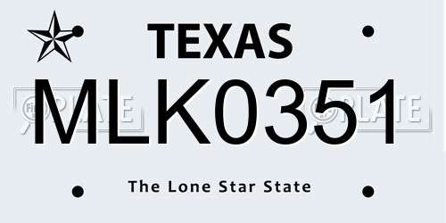 MLK0351 Texas License Plate