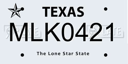 MLK0421 Texas License Plate