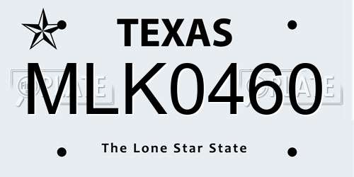 MLK0460 Texas License Plate