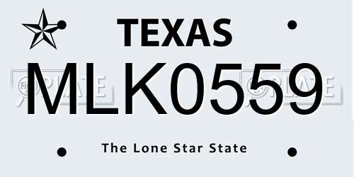MLK0559 Texas License Plate