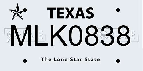 MLK0838 Texas License Plate