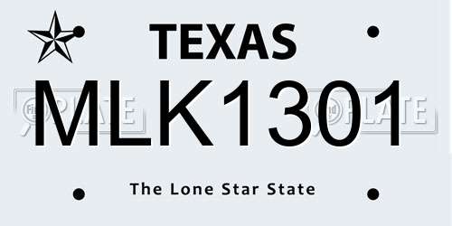 MLK1301 Texas License Plate
