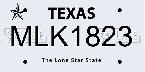 MLK1823 Texas License Plate