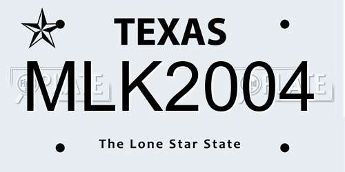 MLK2004 Texas License Plate