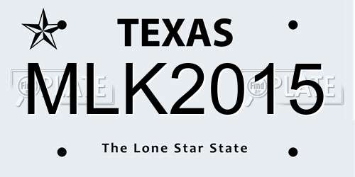 MLK2015 Texas License Plate
