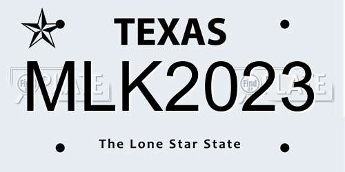 MLK2023 Texas License Plate